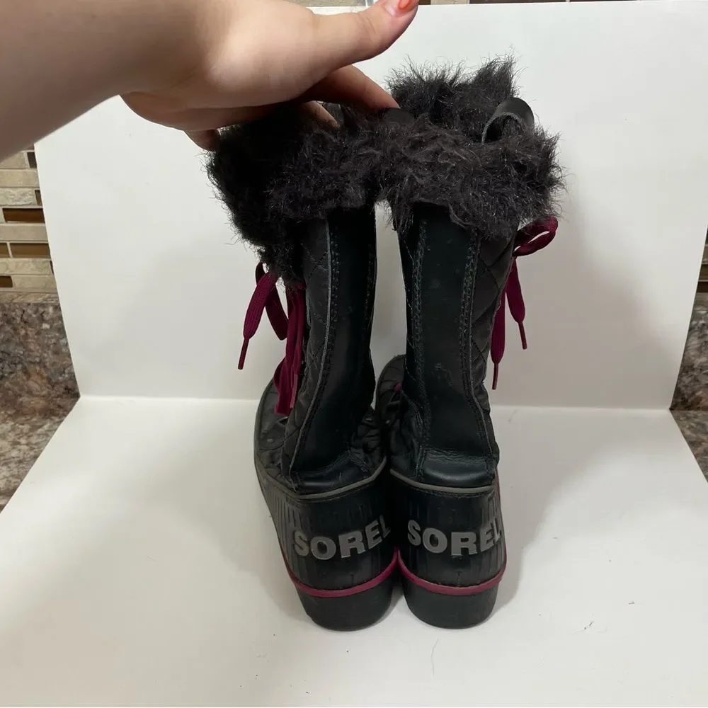 Sorel Tivoli Black Fur Lined Tall Winter Boots